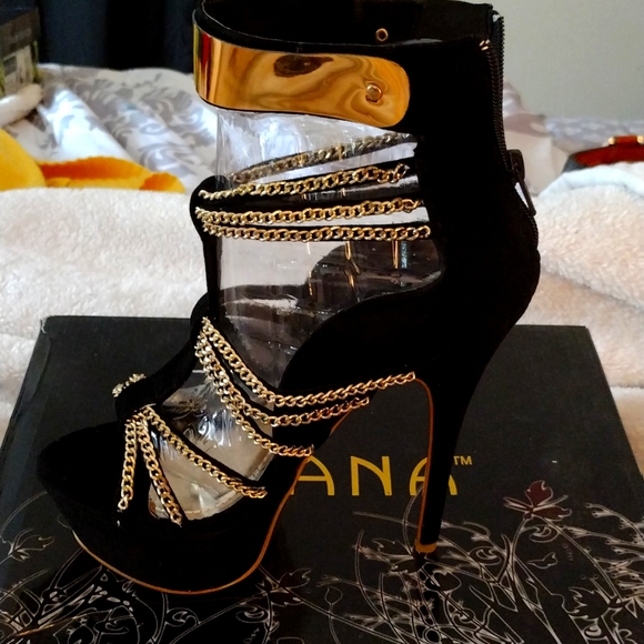 Black and gold stiletto heels - Picture 1 of 1